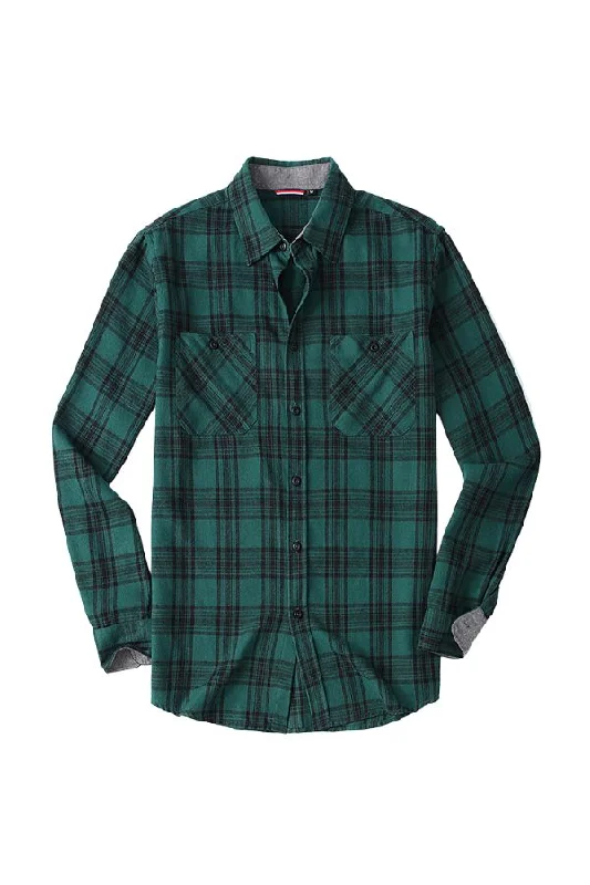 Wrinkle-Free Button-Down Flannel Shirt Cclassic Men's Tweed