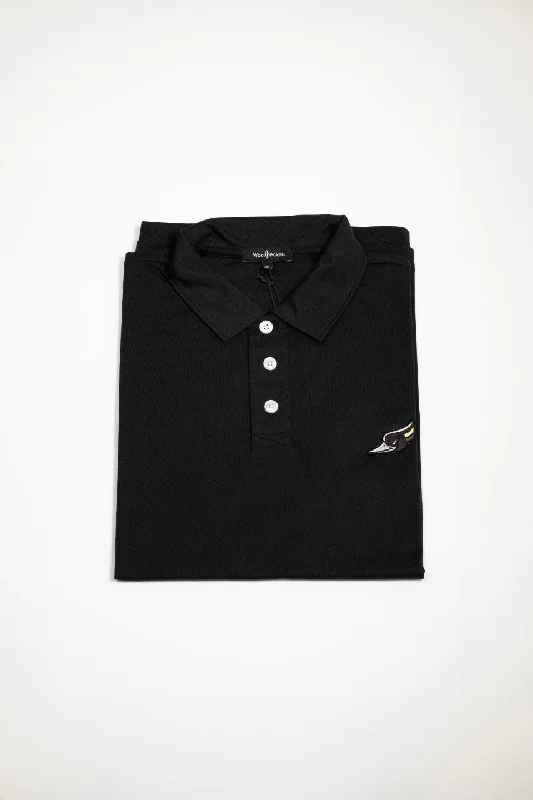 WOODPECKER Men's Pima Cotton Polo Shirts Black Cclassic Men's Tweed