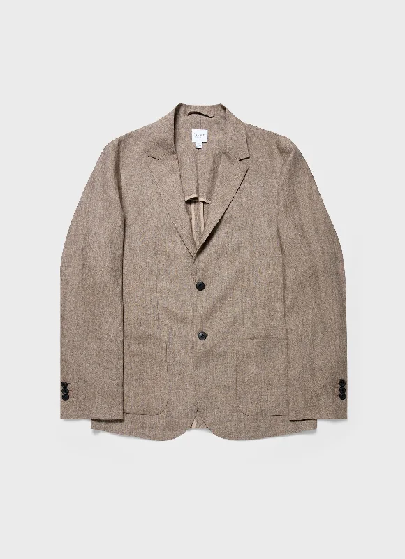 Men's Linen Unstructured Blazer in Dark Sand Hip Men's Urban