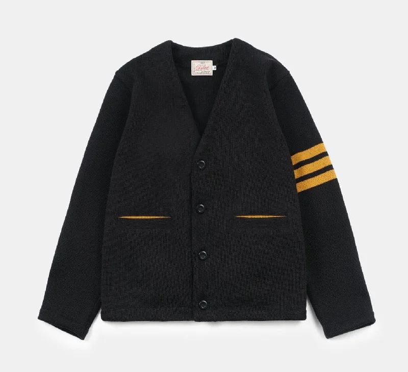 Dehen 1920 - Slouchy Varsity Cardigan - Black/Old Gold Street