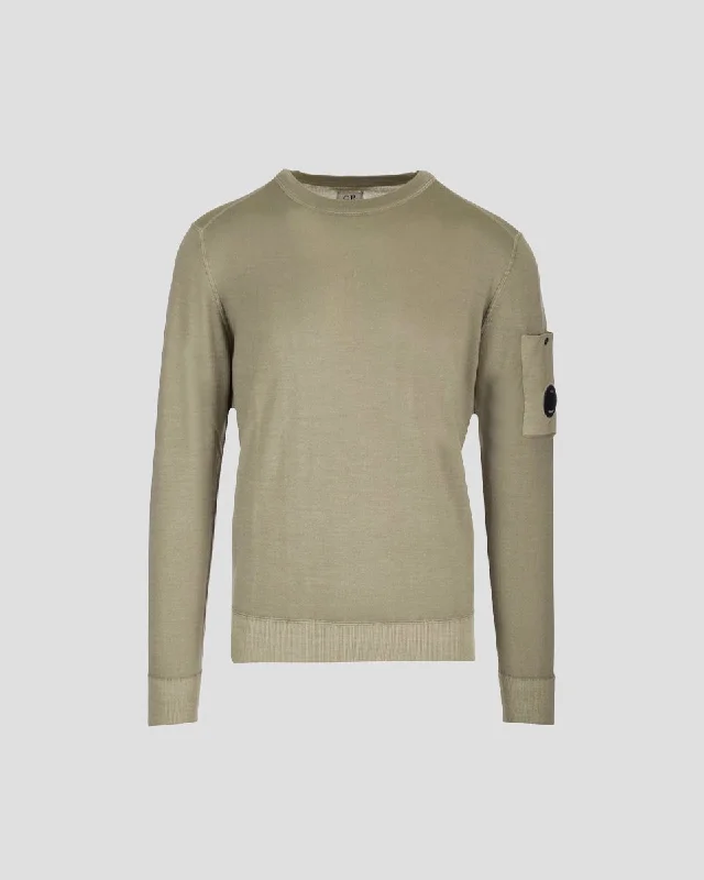 Merino Wool Plain Jumper Silver Sage Refined Men's European