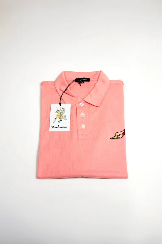 WOODPECKER Men's Pima Cotton Polo Shirts Pink Sleek Men's Contemporary 