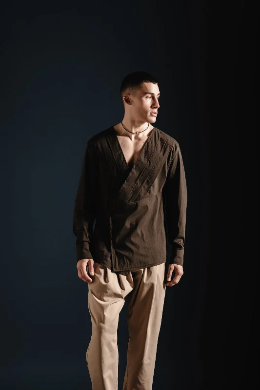 Dusk Shirt Brown Sleek Men's Contemporary 