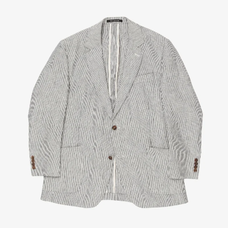 Striped Linen Blazer Monochromatic Office Style