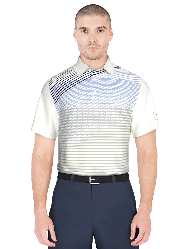 Men's Asymmetric Linear Print Golf Polo Masculine Men's 