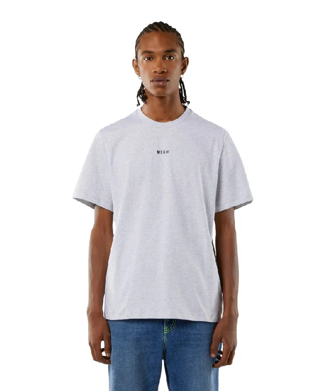 Round neck cotton T-shirt with micro logo Light Grey Vacation