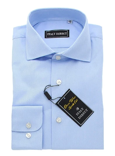 Baby Blue Sport Fit Dress Shirt Cool Men's Distressed