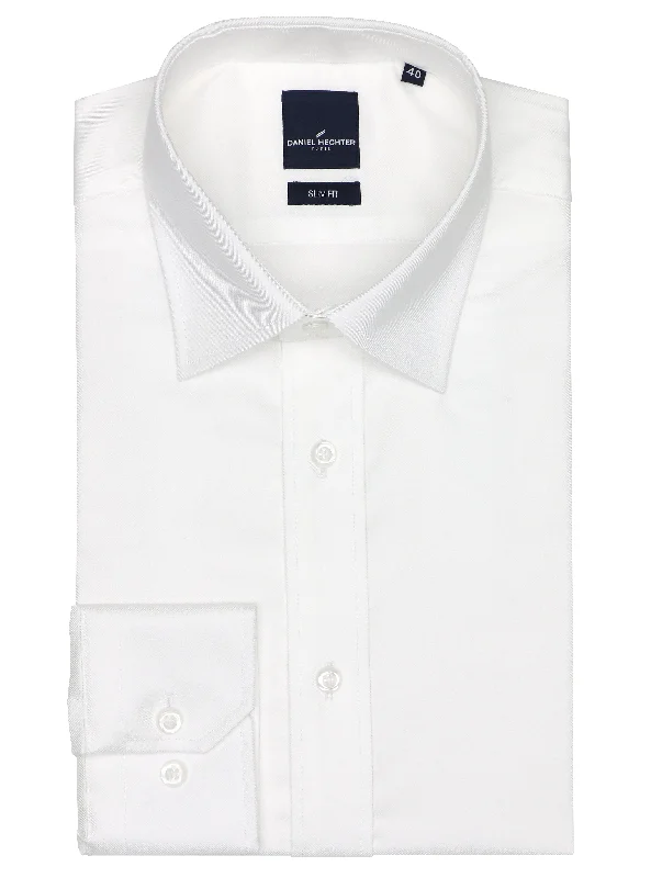 Daniel Hechter Pure Cotton White Slim Fit Shirt Unique Men's Patch