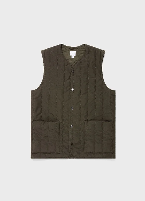 Men's Quilted Liner Gilet in Dark Olive Sophisticated Men's French