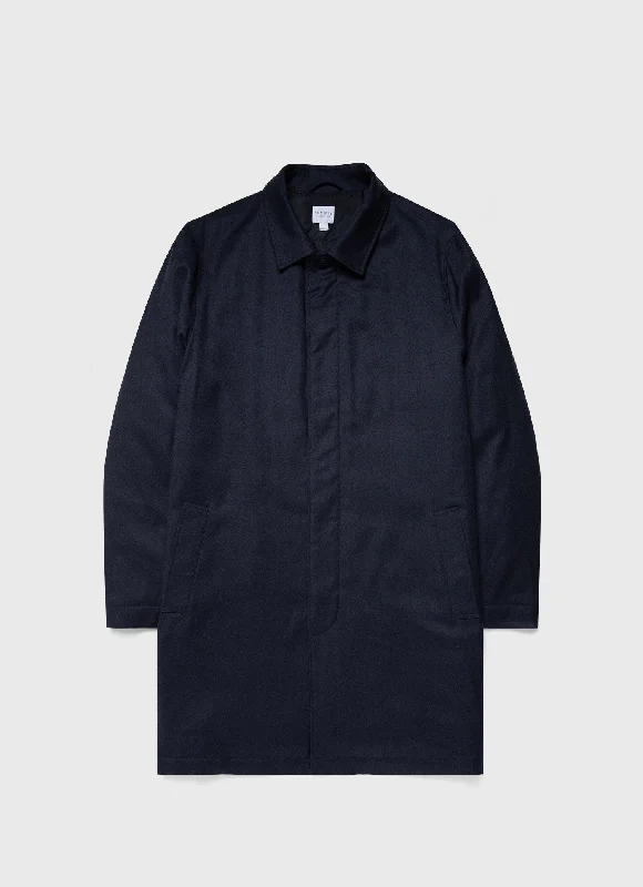 Men's Insulated Wool Mac in Navy Melange Dynamic Men's High