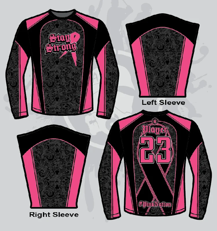 Stay Strong Mens Full Dye Jersey Long Sleeve Cancer Awareness Elegant Men's Formal 