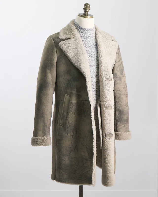 Shearling Coat With Cf Button Closure Masculine Men's Thick