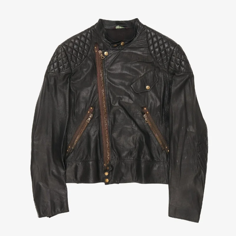 Leather Cafe Racer Jacket Dynamic Men's Glow