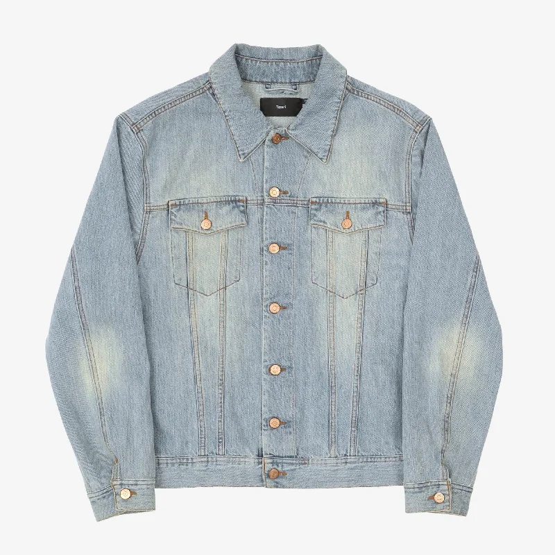 Light Stone Wash Jean Jacket Cozy Men's Winter