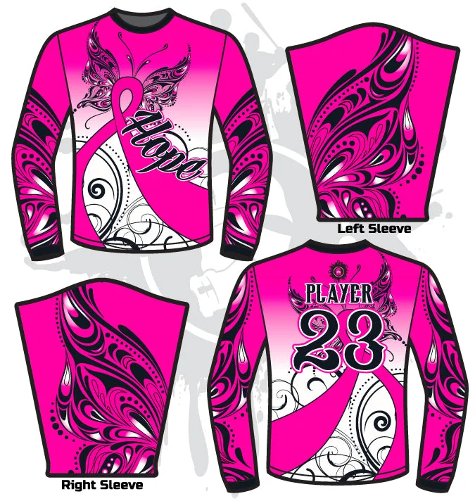 HOPE Breast Cancer Awareness Mens Full Dye Long Sleeve Jersey Practical Men's Quick