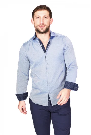 Blue & Navy Sport Fit Casual Shirt Bohemian Men's Free