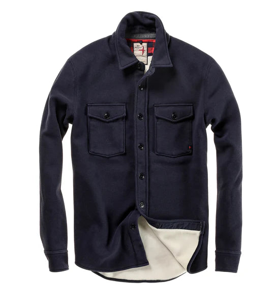 Relwen - Pique Fleece Workshirt - Navy Unique Men's Patch