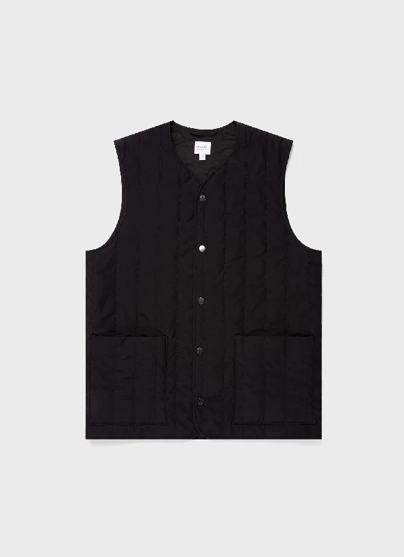 Men's Quilted Liner Gilet in Black Unique Men's Patch