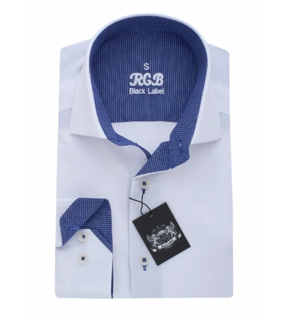 White & Blue RGB Sport Fit Casual Shirt Bold Men's Animal