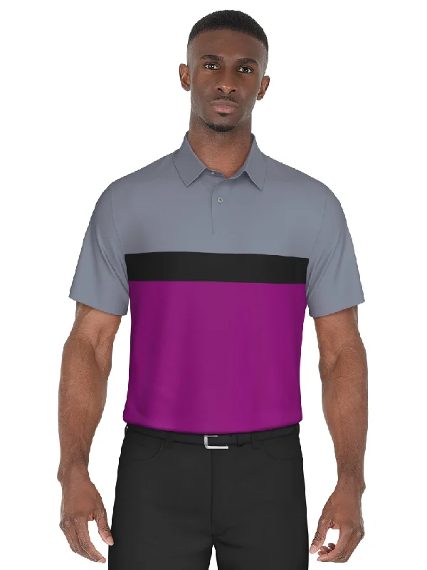 Men's Textured Color Block Golf Polo Streetwear Style