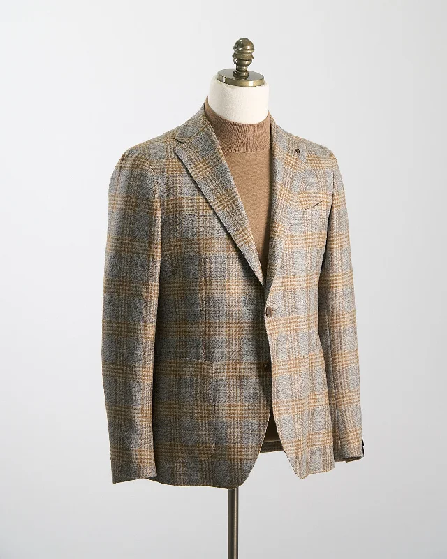 Butterscotch Check 'Perfect Fit' Soft Wool Sport Jacket Athletic Men's Compression