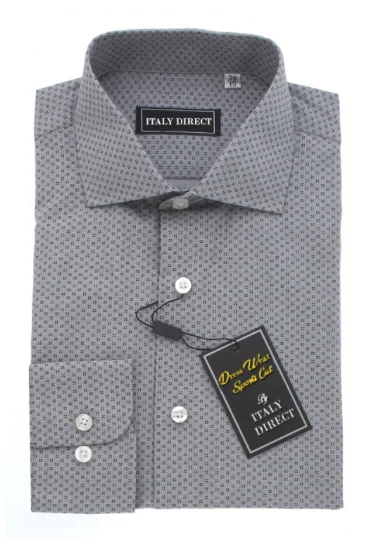 Grey Patterned Sport Fit Dress Shirt Elegant Men's Cashmere