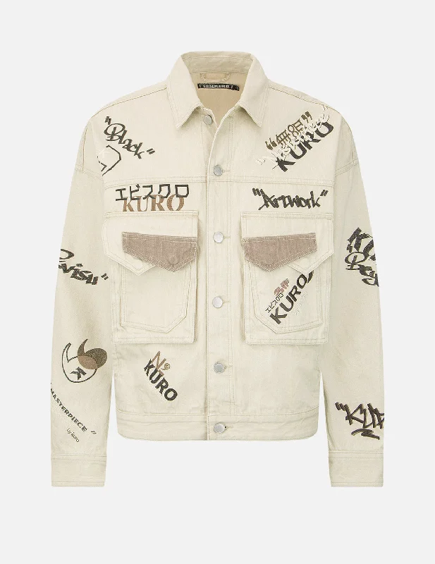 Monogram Print Denim Jacket Confident Men's High