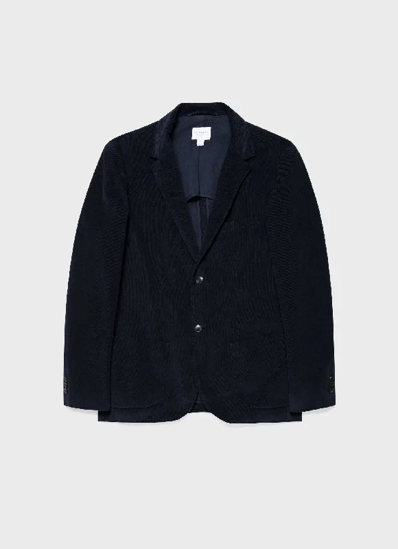 Men's Fine Corduroy Blazer in Navy Monochromatic Office Style