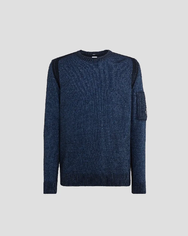 Fleece Knit Jumper Riviera Blue Masculine Men's Thick