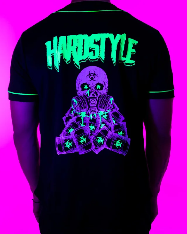 Toxic Wasteland Hardstyle UV Green Baseball Jersey Unique Men's Upcycled