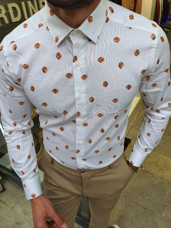 Toni Ogden Orange Slim Fit Cotton Shirt Tough Men's Military