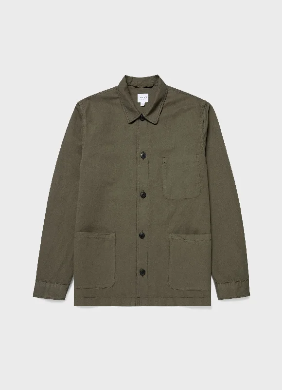 Men's Cotton Linen Twin Pocket Jacket in Khaki Rugged Men's Outdoor 