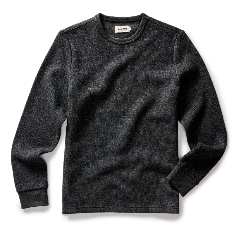 Taylor Stitch The Evans Crewneck / Charcoal Birdseye Wool Dapper Men's Bow