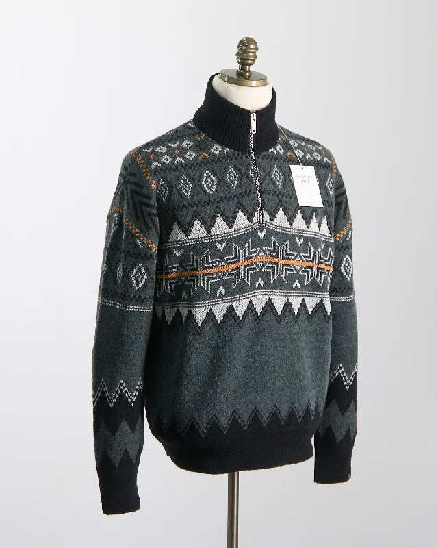 Quarter Zip Après Ski Fairisle Sweater Artistic Men's Hand