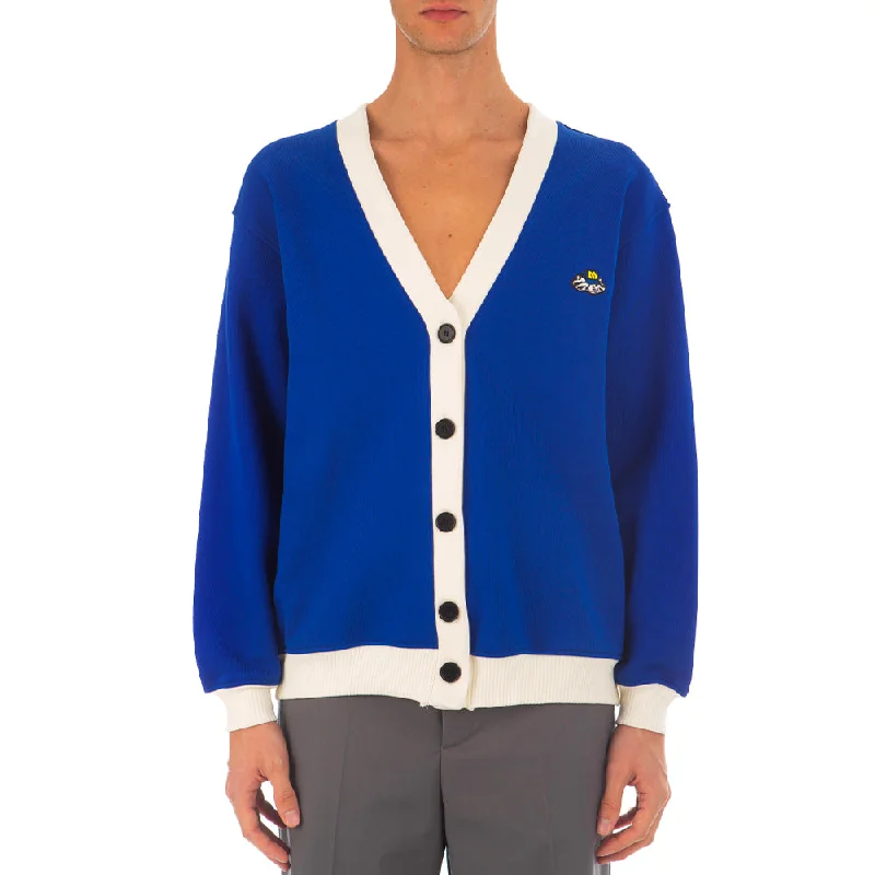 Men's Msgm Felpa Cardigans Blue Dark Adventure