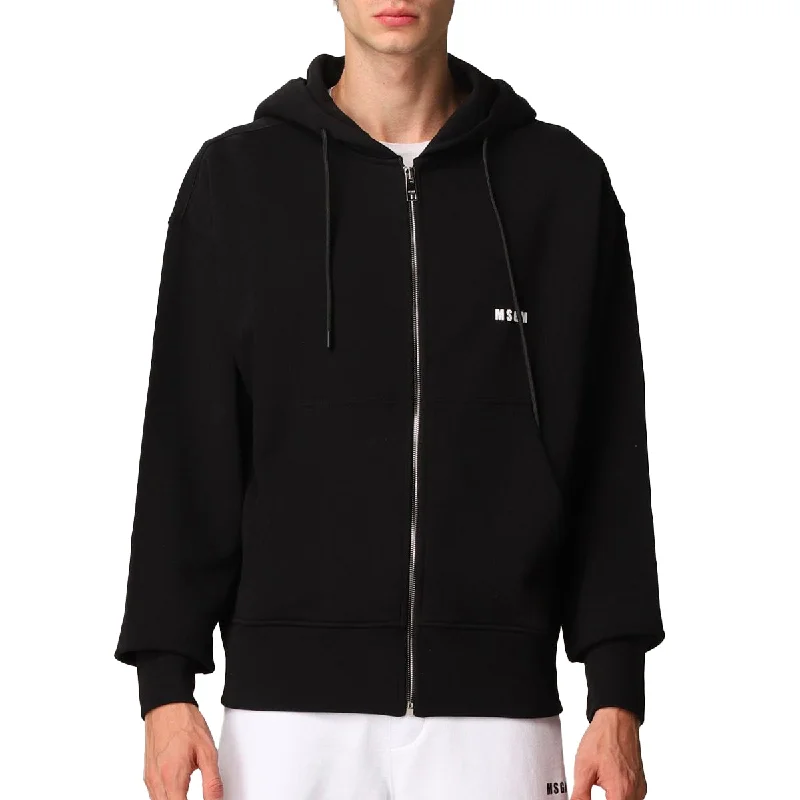 Men's Micrologo Print Zip Hoodie Black Relaxed Men's Australian 