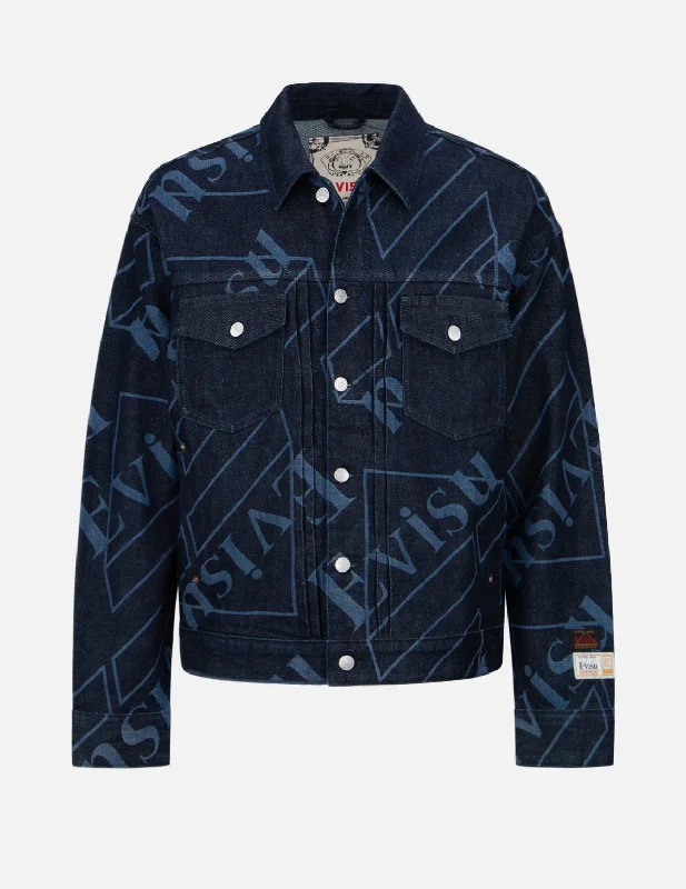 Logo Monogram Discharged Print Denim Jacket Trendy Men's Scandinavian