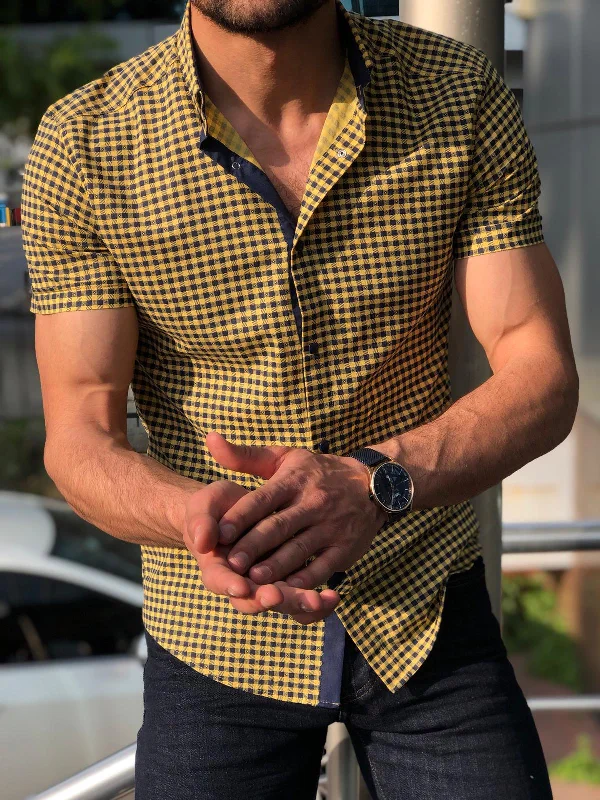 Blake Yellow Check Short Sleeved Shirt Confident Men's Power