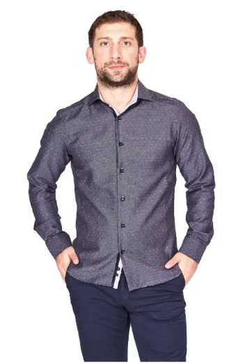 Grey Sport Fit Casual Shirt Polished Men's Satin