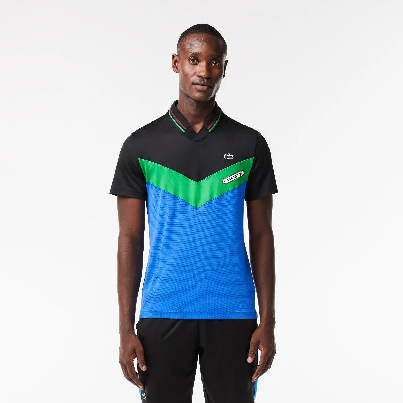 Men's Lacoste Tennis x Daniil Medvedev Slim Fit Seamless Polo  Black / Bordeaux / Green / Blue Streetwear Style