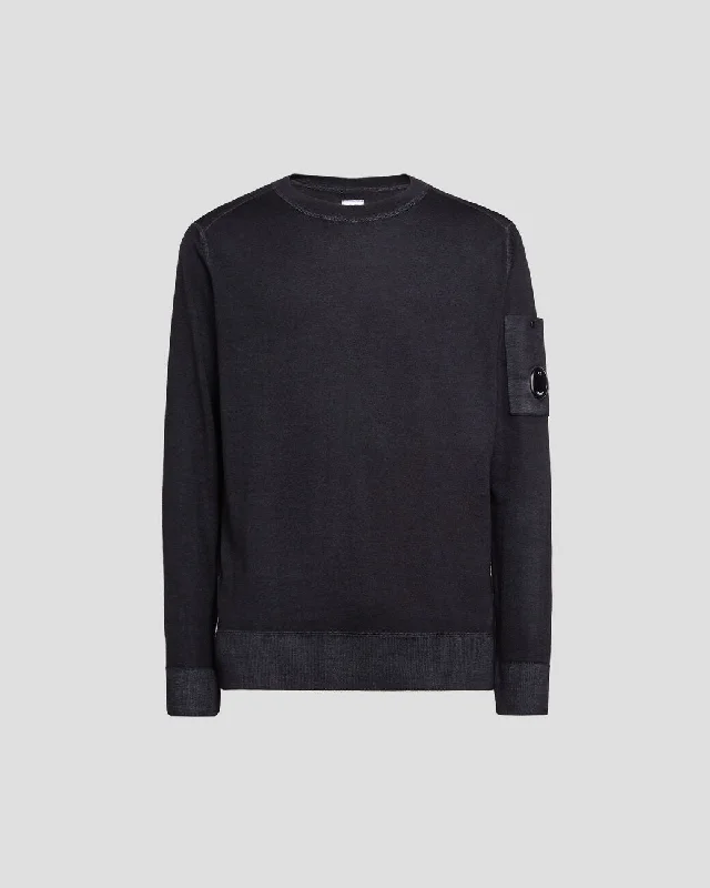 Merino Wool Plain Jumper Black Beach