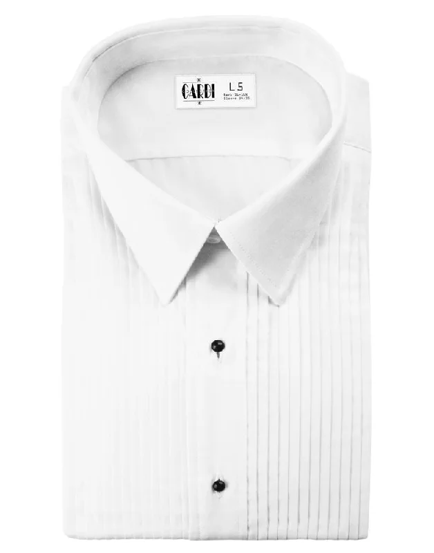 "Marco" Kids White Laydown Tuxedo Shirt Dynamic Men's Glow