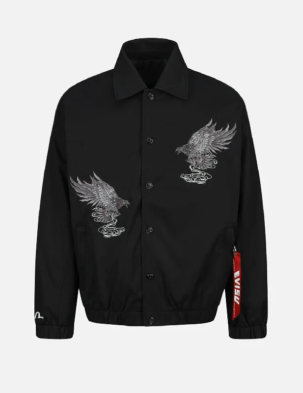 Eagle and Logo Embroidery Shirt Jacket Stylish Men's Neon