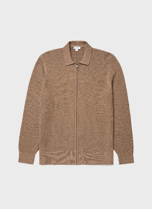 Men's Mr Porter Mesh Knit Jacket in Oat Cozy Men's Sherpa