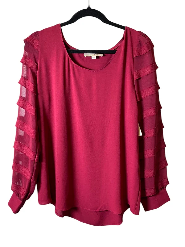 Top Long Sleeve By Loft In Maroon, Size: M Youthful Men's Pop