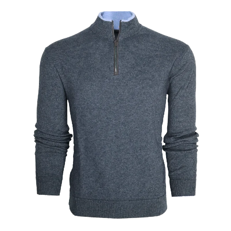 Sebonack Quarter-Zip Sweater (Dark Grey Heather) Elegant Men's Cashmere