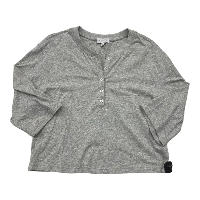 Top 3/4 Sleeve By Evereve In Grey, Size: S Monochromatic Office Style