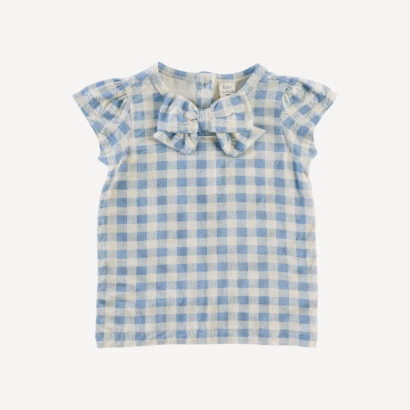 cap sleeve bow top | blue gingham | bamboo Traditional Men's Country