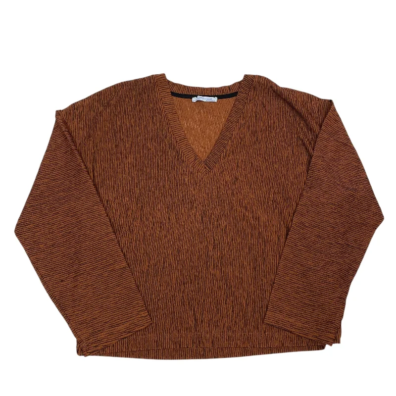 Top Long Sleeve By Zara In Brown, Size: M Lumberjack