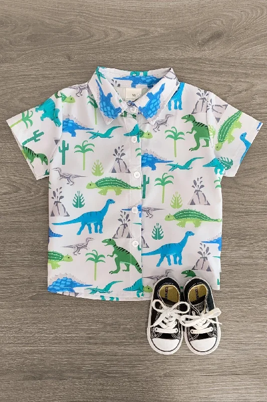 Tropical Dinosaur Button Down Refined Men's European